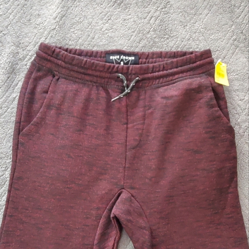 NWT Blue Crown Burgundy Boy's Streaky Slub Joggers - Picture 4 of 13